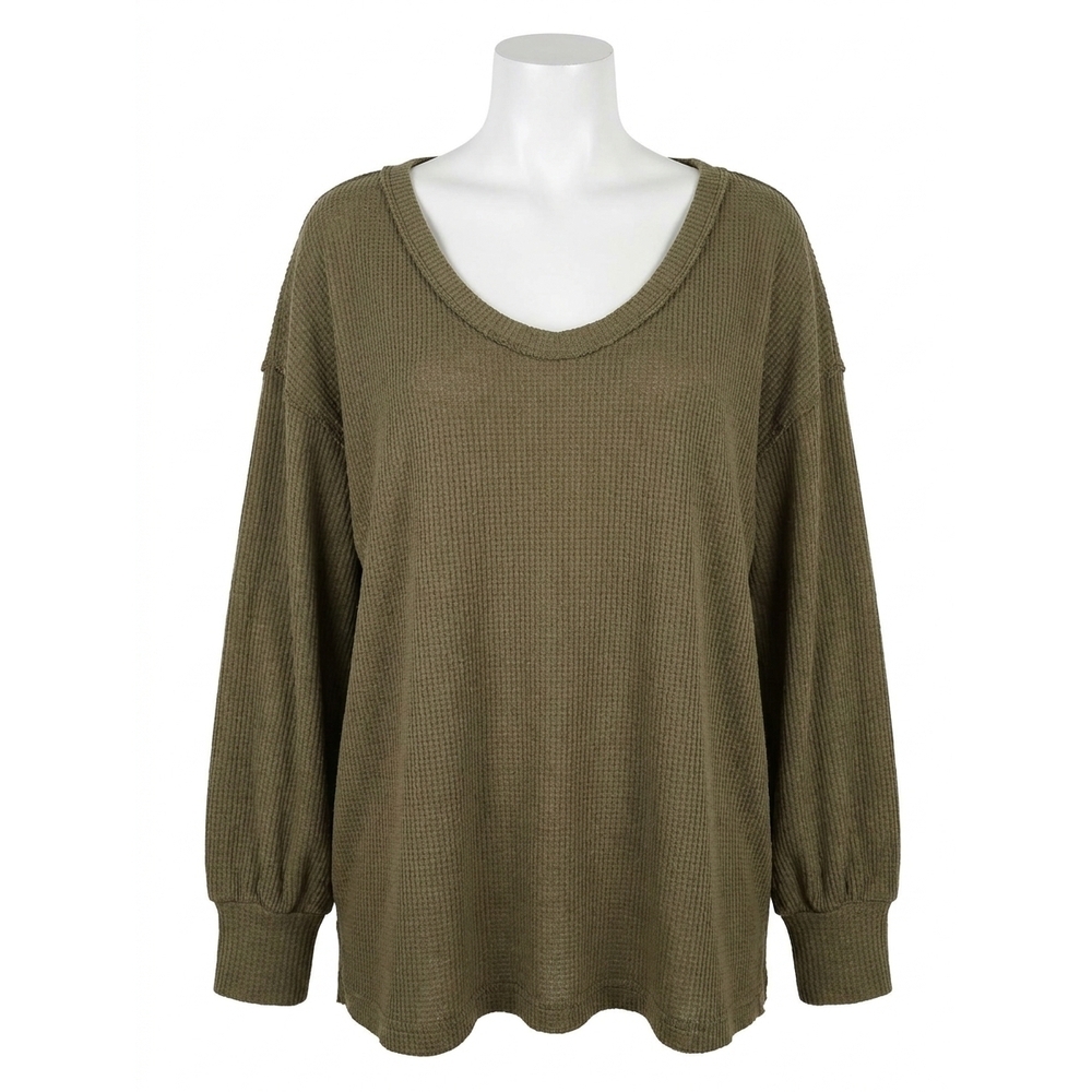 NEW FREE PEOPLE coast 2 coast thermal top in gothic olive cross